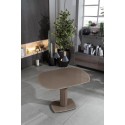 Modern Kyoto extendable table up to 180cm dove gray tempered glass top with two extensions. Stones OM / 148 / T