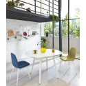 Kyoto modern extendable table up to 180cm white color tempered glass top with two extensions. Stones OM / 204 / B
