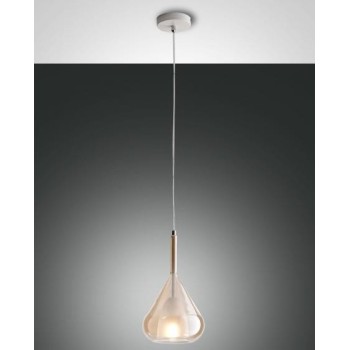 Led pendant lamp in metal and borosilicate glass Lila 3481-40-125, amber color, 3 * E27.Fabas Luce