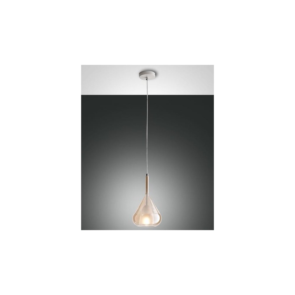 Led pendant lamp in metal and borosilicate glass Lila 3481-40-125, amber color, 3 * E27.Fabas Luce
