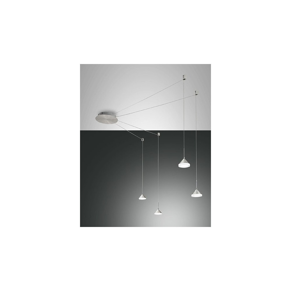 Led suspension lamp in metal and methacrylate isabella 3410-49-212, satin aluminum color, 32W. Fabas Luce