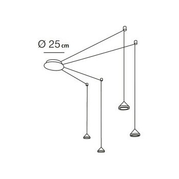 Led suspension lamp in metal and methacrylate isabella 3410-49-212, satin aluminum color, 32W. Fabas Luce