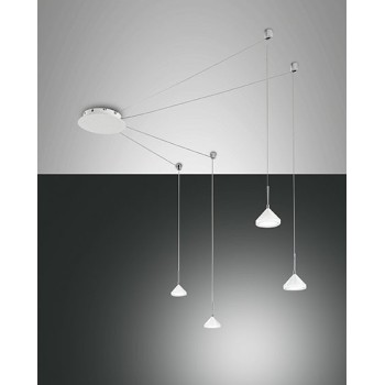 Led suspension lamp in metal and methacrylate isabella 3410-49-102, white color, 32W.Fabas Luce