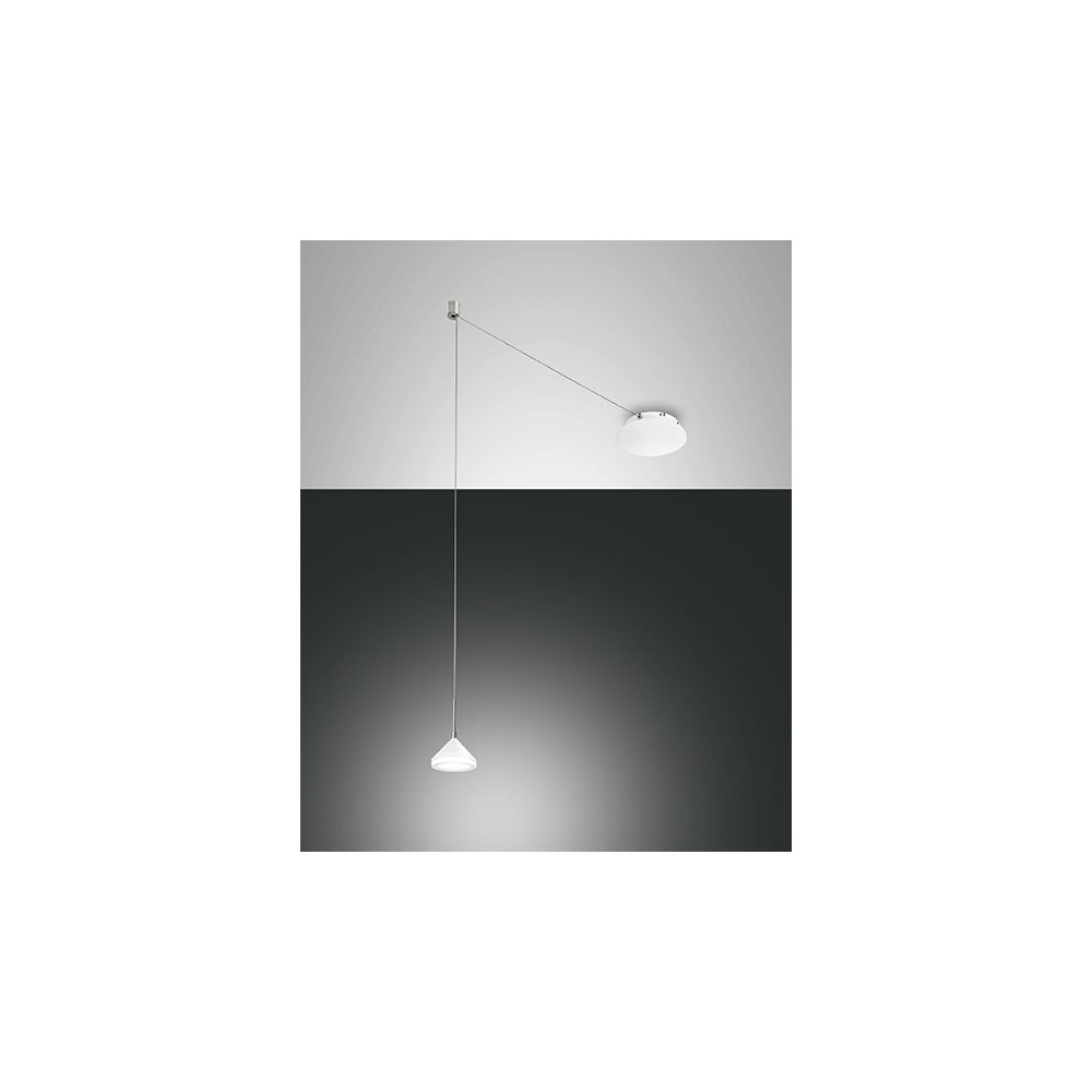 Led suspension lamp in metal and methacrylate isabella 3410-41-102, white color, 8W. Fabas Luce