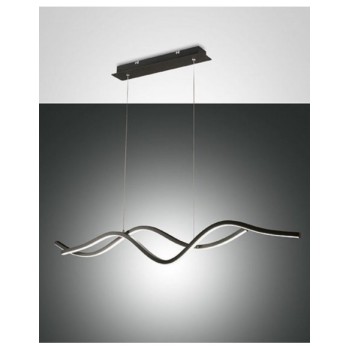 Sinuo ceiling light suspension led modern 360watt black 3666-45-101 Fabas. Metal ceiling lamp and methacrylate diffuser.