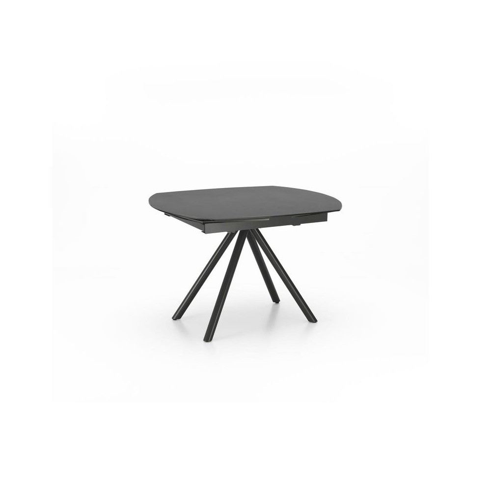 Kyoto modern extendable table up to 180cm graphite gray top in ceramic on glass with two extensions. Stones OM / 324 / GR