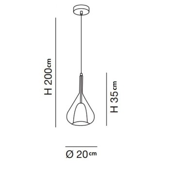 Led pendant lamp in metal and borosilicate glass Lila 3481-40-126, smoked color, 3 * E27.Fabas Luce