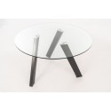 Fixed Rondò table in round transparent tempered glass.OM/221/GR.Legs in anthracite metal.Table for living rooms or offices