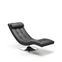 Chaise Longue in Black Leatherette with Swivel Base in chromed metal. Sleeper Stones OM / 102 / N.