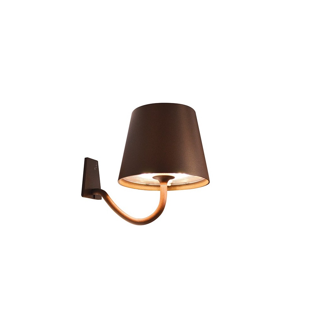 Poldina Corten rechargeable and dimmable led wall lamp with battery up to 9 hours. IP54 outdoor.