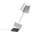Led table lamp Poldina Pro Mini Silver Leaf rechargeable and dimmable with battery up to 9 hours. IP54 outdoor.