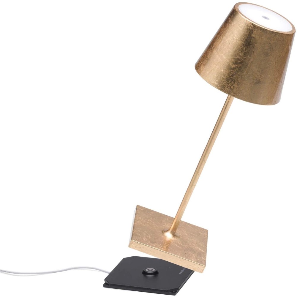 Lampada led da tavolo Poldina Pro Mini Foglia Oro ricaricabile