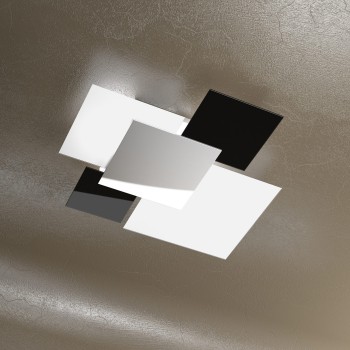 Elegant and modern ceiling lamp. In metal and glass. Top Light. 1088/70-NE. 4 E27 bulbs.
