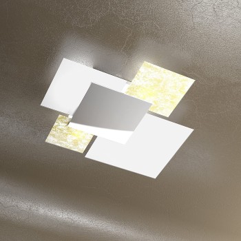 Plafoniera da soffitto o parete elegante e moderna. In metallo e vetro. Top Light. 1088/70-FO. 4 lampadine E27.