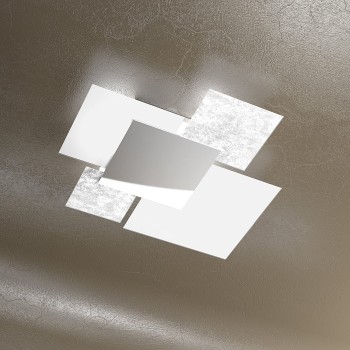 Plafoniera da soffitto o parete elegante e moderna. In metallo e vetro. Top Light. 1088/70-FA. 4 lampadine E27. Dimensioni.