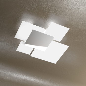 Plafoniera da soffitto o parete elegante e moderna. In metallo e vetro. Top Light. 1088/70-BI. 4 lampadine E27. Dimensioni.