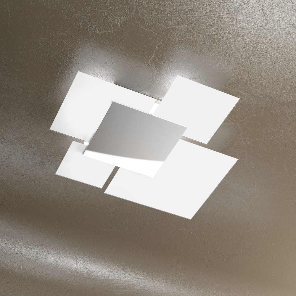 Elegant and modern ceiling or wall light. In metal and glass. Top Light. 1088/70-BI. 4 E27 bulbs. Dimensions.