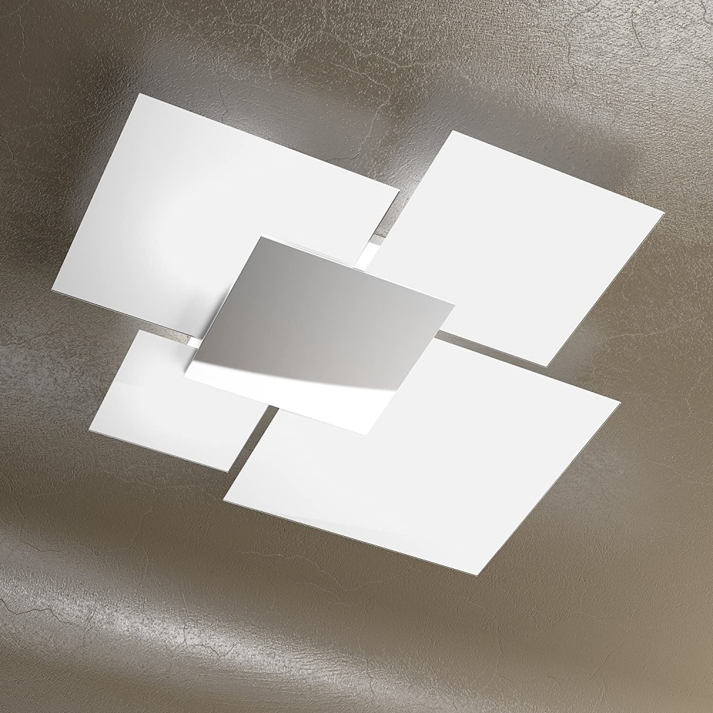 Plafoniera da soffitto o parete elegante e moderna. In metallo e vetro. Top Light. 1088/90-BI. Dimensioni.