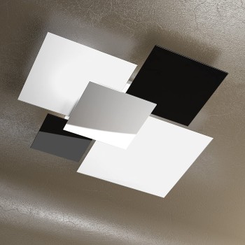 Plafoniera da soffitto o parete elegante e moderna. In metallo e vetro. Top Light. 1088/90-NE. Dimensioni.