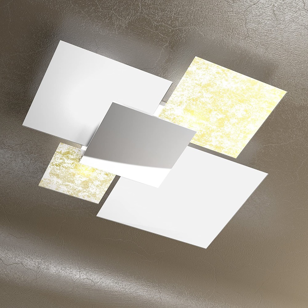 Plafoniera da soffitto o parete elegante e moderna. In metallo e vetro. Top Light. 1088/90-FO. Dimensioni.