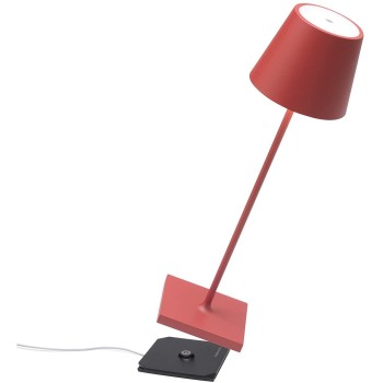 Poldina Pro Red rechargeable and dimmable led table lamp with battery up to 9 hours. Led table lamp.