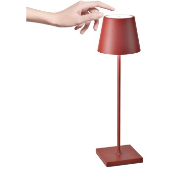 Poldina Pro Red rechargeable and dimmable led table lamp with battery up to 9 hours. Led table lamp.
