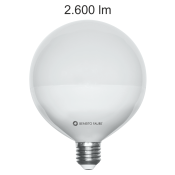 22w and 2600 lumen globe led bulb. Ideal as main lighting in kitchens, living rooms, bedrooms.
