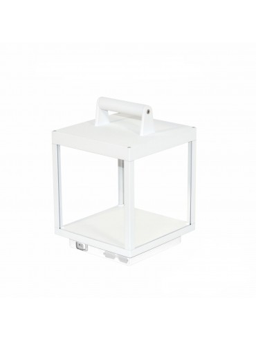 5w led lantern, battery operated. IP54, for outdoor use. White lantern. Ideal on outdoor tables or in furnishing rooms.
