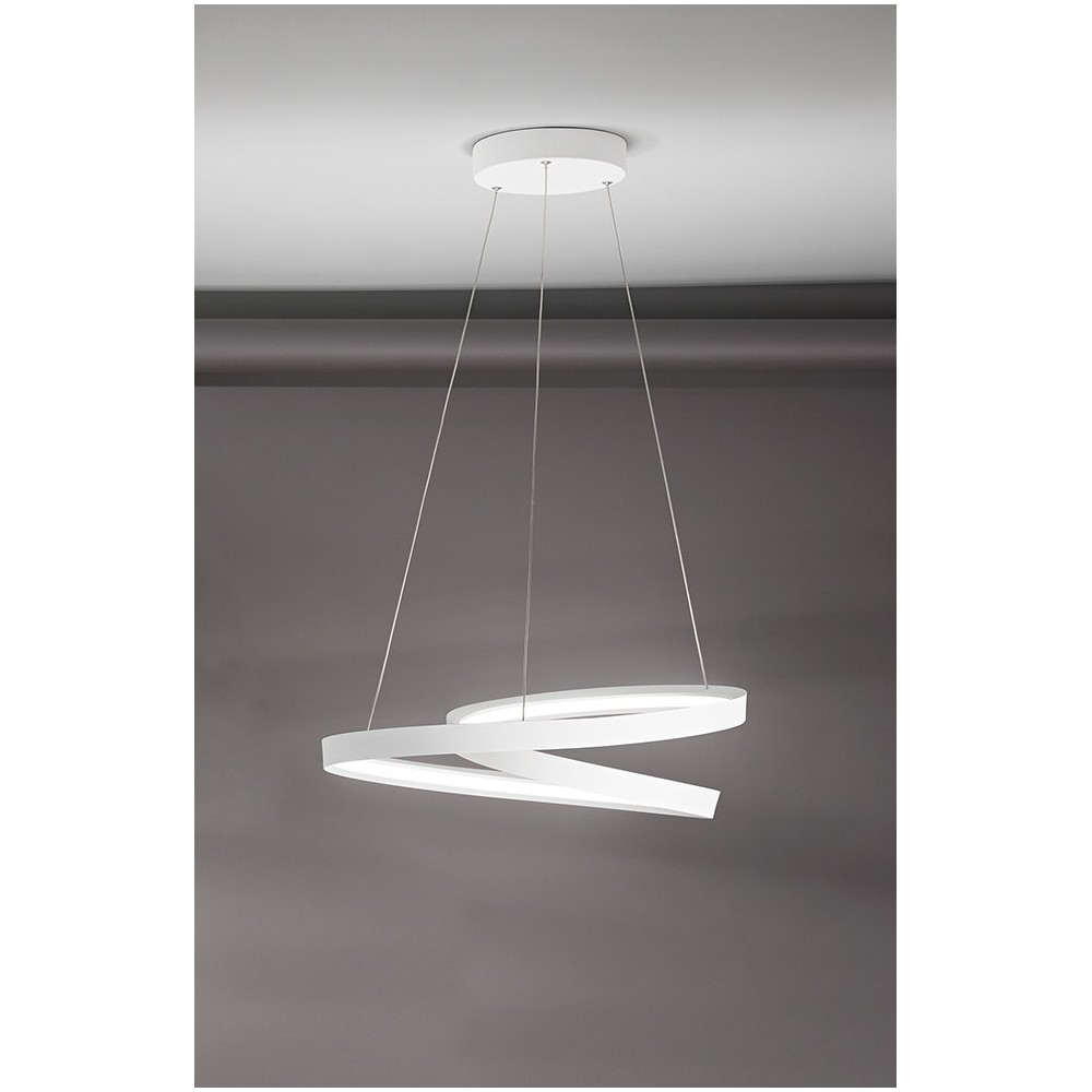 Led suspension chandelier Ritmo white 6620 B LC Perenz. metal and aluminum structure, 55W.
