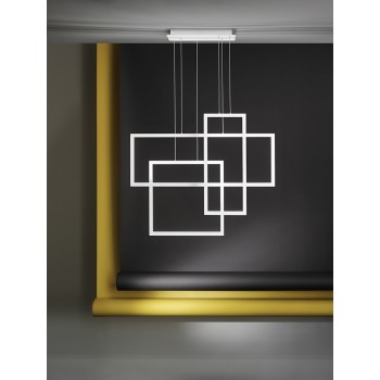 Led pendant chandelier Cross black and white 6592 Perenz. structure composed of 3 metal and aluminum squares, 90W.