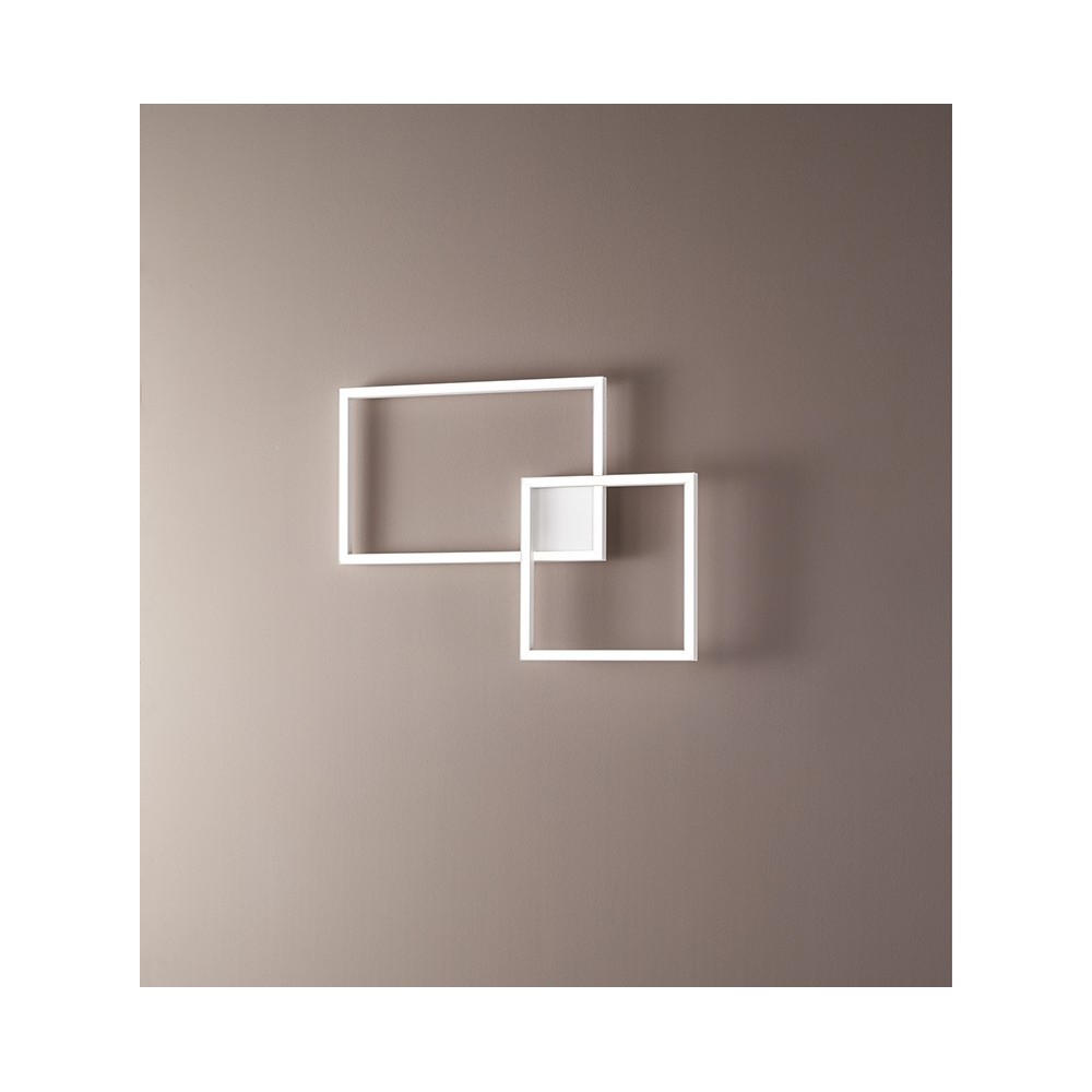 Led ceiling light Cross white 6595 Perenz. structure composed of 2 crossed squares in metal and aluminum, 45W.