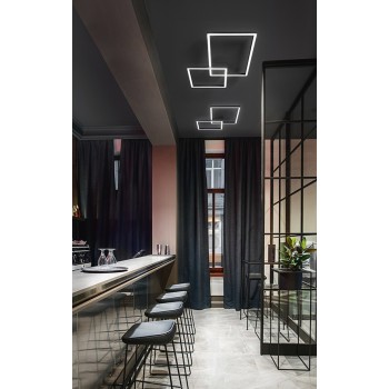 Cross black led ceiling light 6595 Perenz. structure composed of 2 crossed squares in metal and aluminum, 45W.