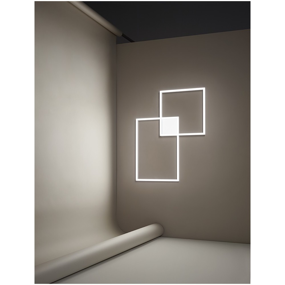 Led ceiling light Cross white 6596 Perenz. structure composed of 2 crossed metal and aluminum squares, 64W.