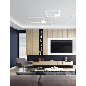 Led ceiling light Cross white 6596 Perenz. structure composed of 2 crossed metal and aluminum squares, 64W.