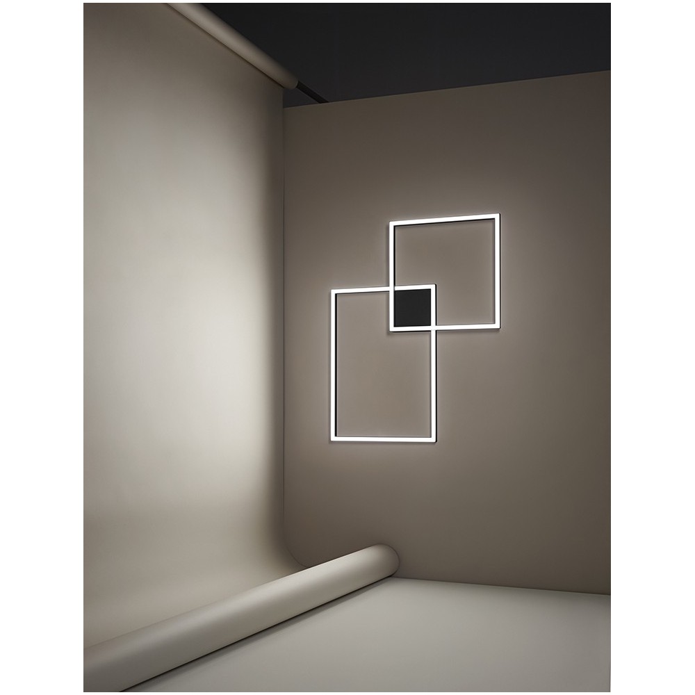 Cross black led ceiling light 6596 Perenz. structure composed of 2 crossed metal and aluminum squares, 64W.
