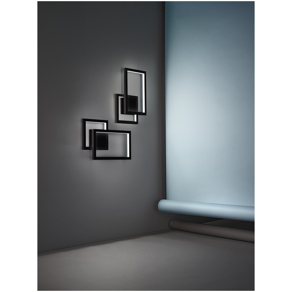 Cross black led wall light 6598 Perenz. structure composed of 2 crossed panels in metal and aluminum, 20W.