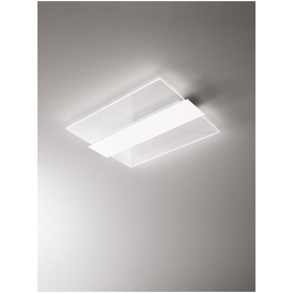 Ghost white led ceiling light 6860 Perenz. in aluminum and diffusers in transparent acrylic, 44W.
