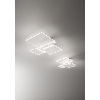 Ghost white led ceiling light 6864 Perenz. in aluminum and diffusers positioned in several levels, 24W.