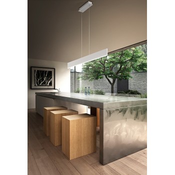 23W led suspension in white painted metal ideal for the kitchen, above the table or above the counter of a shop