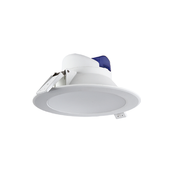 Tricolor and dimmable 10watt round recessed plasterboard led spotlight, ideal for residential environments.
