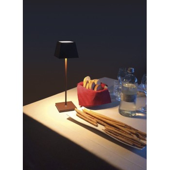 Siesta Corten rechargeable and dimmable led table lamp with battery up to 9 hours. IP54 outdoor. Rossini