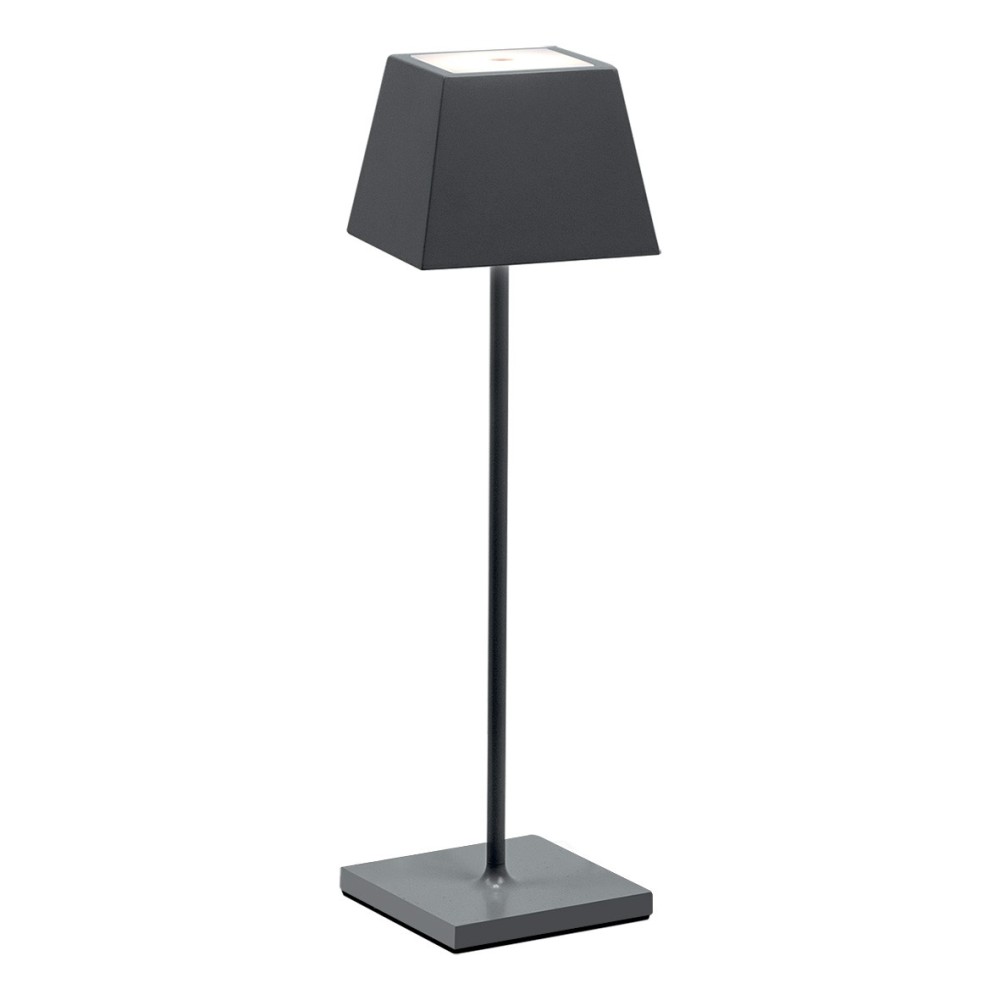 Siesta Gray led table lamp rechargeable and dimmable with battery up to 9 hours. IP54 outdoor. Rossini