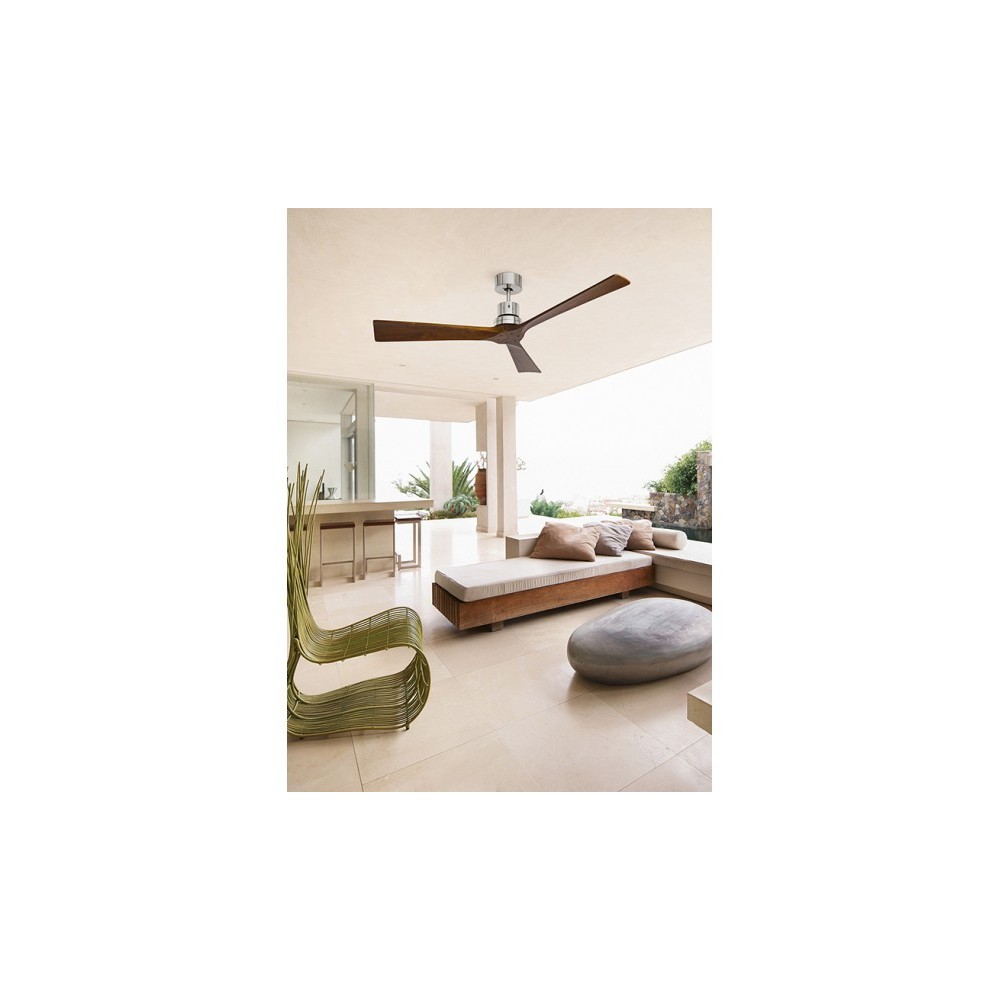 7142 CR brushed chrome finish fan with real wood blades, ideal for living rooms or bedrooms