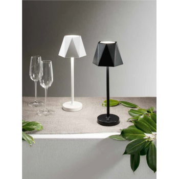 Fiji led table lamp by Ondaluce white portable rechargeable and dimmable. Wireless outdoor lamp