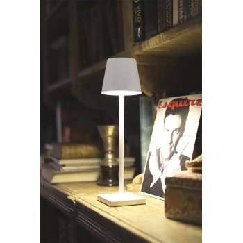 Led table lamp Lievo Beneito Faure white portable rechargeable and dimmable. Wireless outdoor lamp