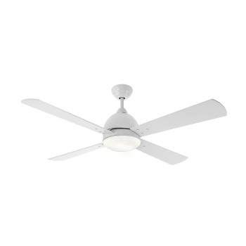 Fan in glossy white painted metal 7132 B with 4 2xE27 blades. Ideal in living rooms or bedrooms