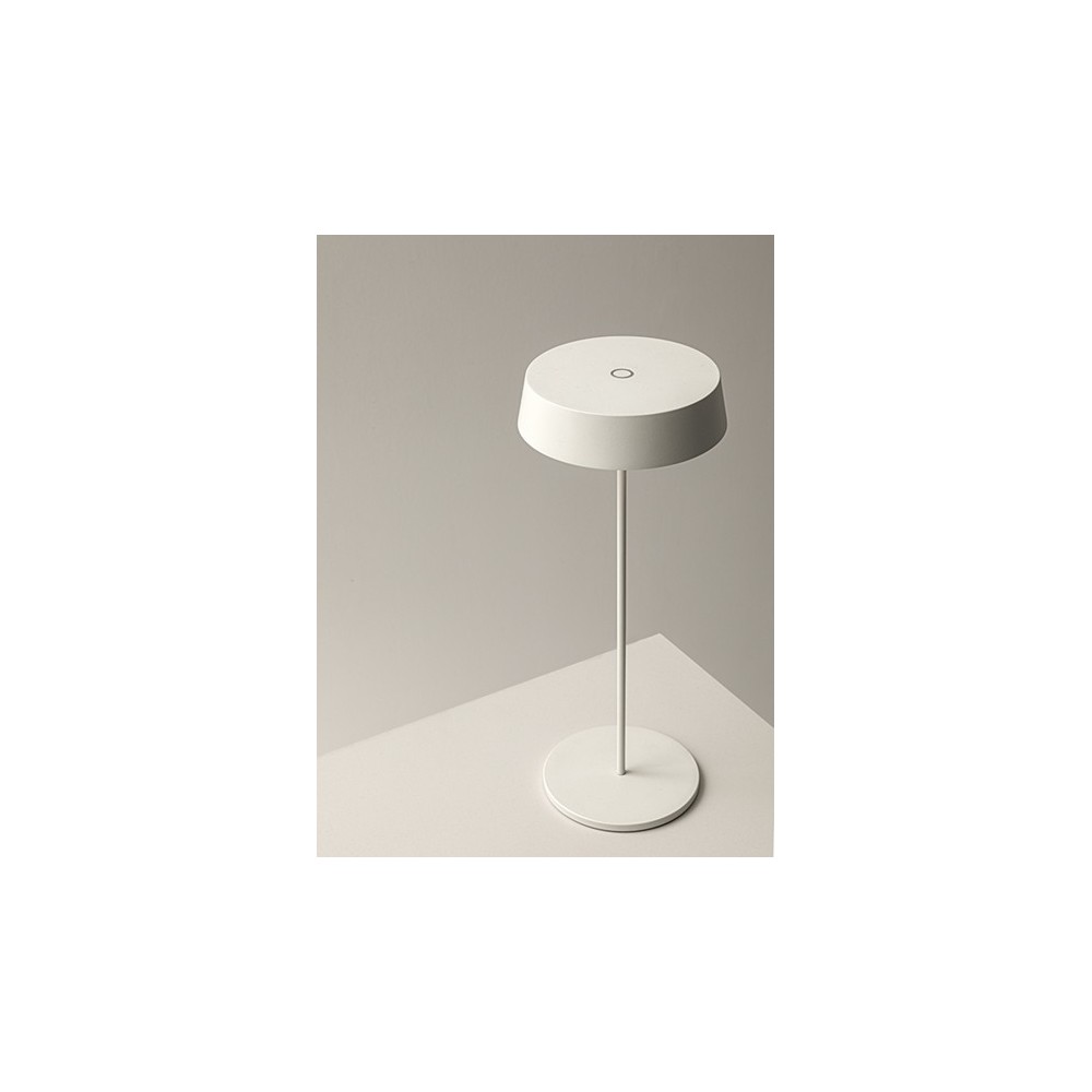 Inemuri white rechargeable and dimmable table lamp with battery up to 9 hours. IP54 outdoor.