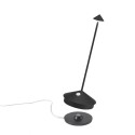 Led table lamp Pina Pro Matt Black, rechargeable and dimmable with battery up to 9 hours. IP54 outdoor.