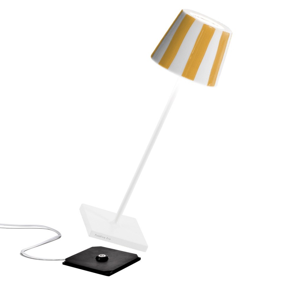 Poldina Lido with yellow lines and dimmable Led Table Lamp