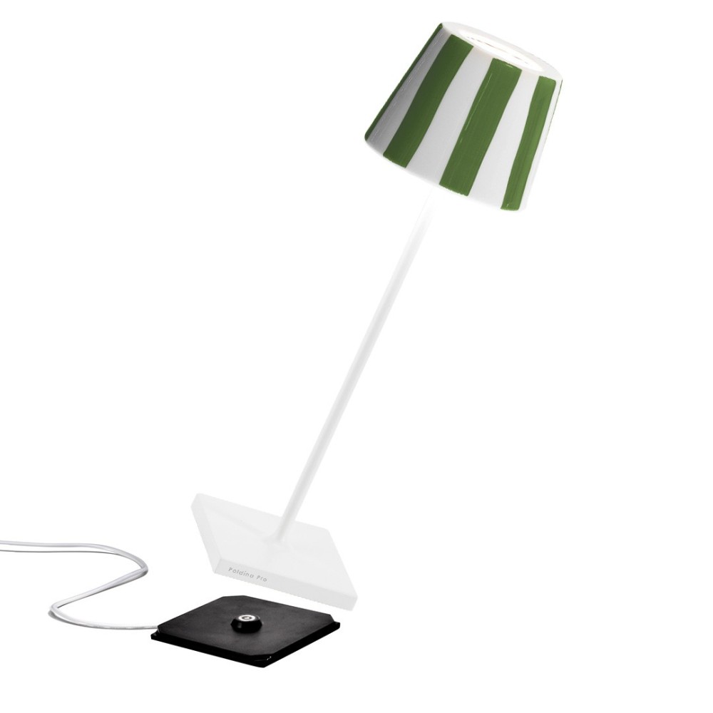 Poldina Lido with green lines and dimmable Led Table Lamp